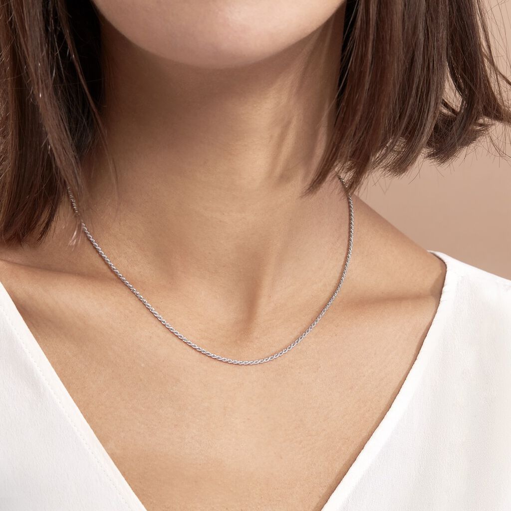 Collier Cacilda Maille Corde Argent Blanc - Spannringe Damen | OROVIVO