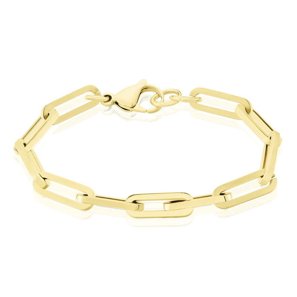 🦚 Damen Gliederarmband Edelstahl Gold Liliana, Armkette ohne Stein