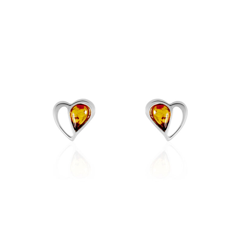 Boucles D'oreilles Pendantes Samaa Argent Blanc Ambre - Spannringe Damen | OROVIVO