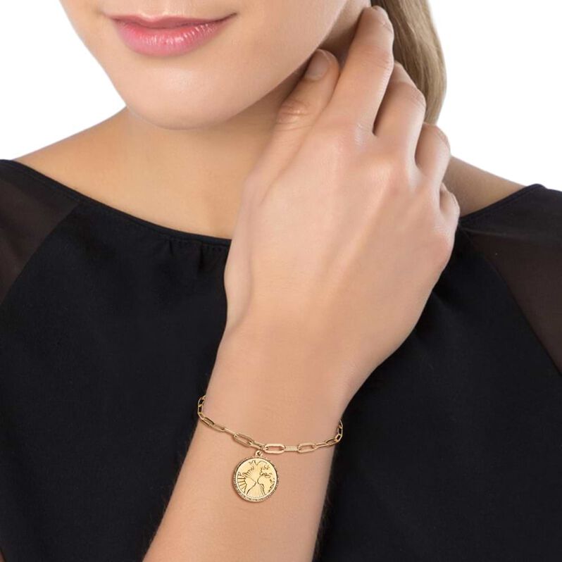 Bracciale con charm mondo in bronzo dorato - Spannringe Damen | OROVIVO