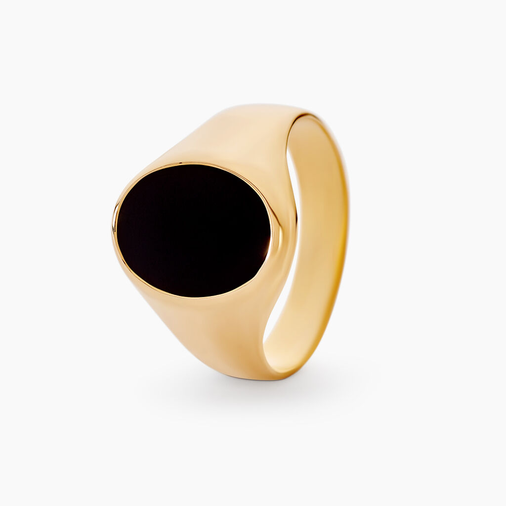 Chevaliere Or Jaune Ovale Onyx - Spannringe Herren | OROVIVO