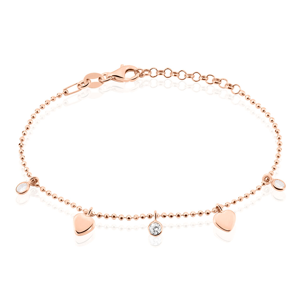 MONNIKA Kinder Armband Silber rosevergoldet 925 Zirkonia Wei&szlig; 0,18 ct Herz