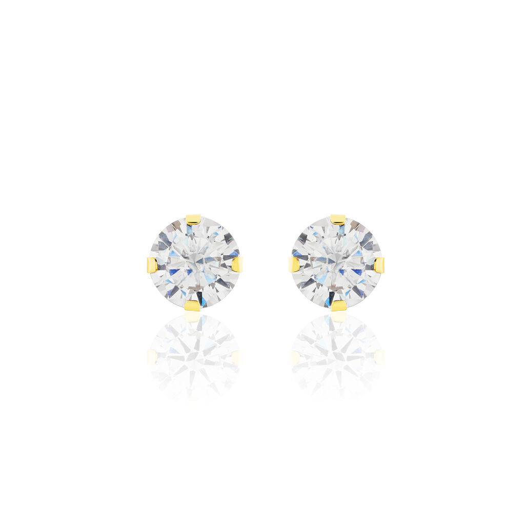 EDDIE KRAPPE Damen Ohrstecker Gold 375 (9 Karat) Zirkonia Weiß 2,81 ct B 6 mm, Ohrstecker mit Stein
