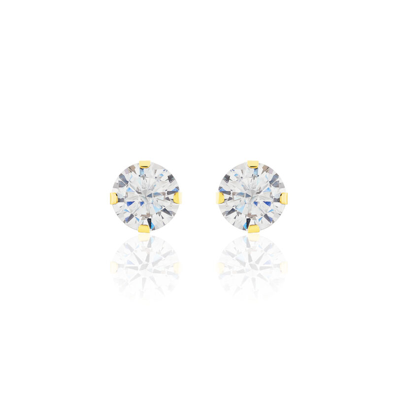 EDDIE KRAPPE Damen Ohrstecker Gold 375 (9 Karat) Zirkonia Wei&szlig; 2,81 ct B 6 mm - Ohrstecker Damen | OROVIVO
