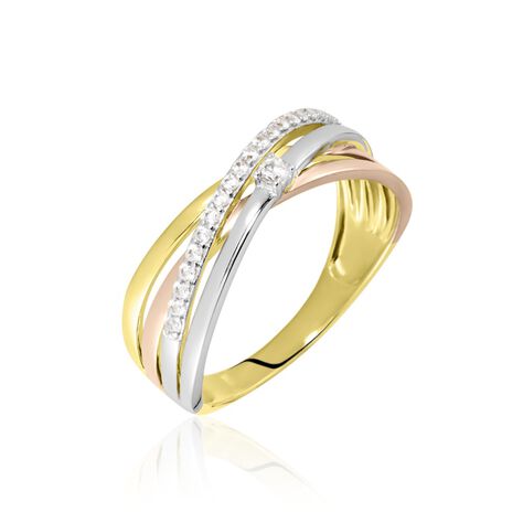 Damenring Gold 375 Tricolor Zirkonia - Ringe mit Stein Damen | OROVIVO