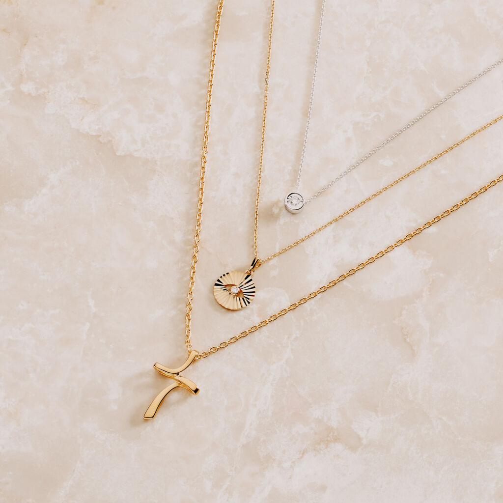 Damen Halskette Gold 375 Diamant 0,015ct - Ketten mit Anhänger Damen | OROVIVO