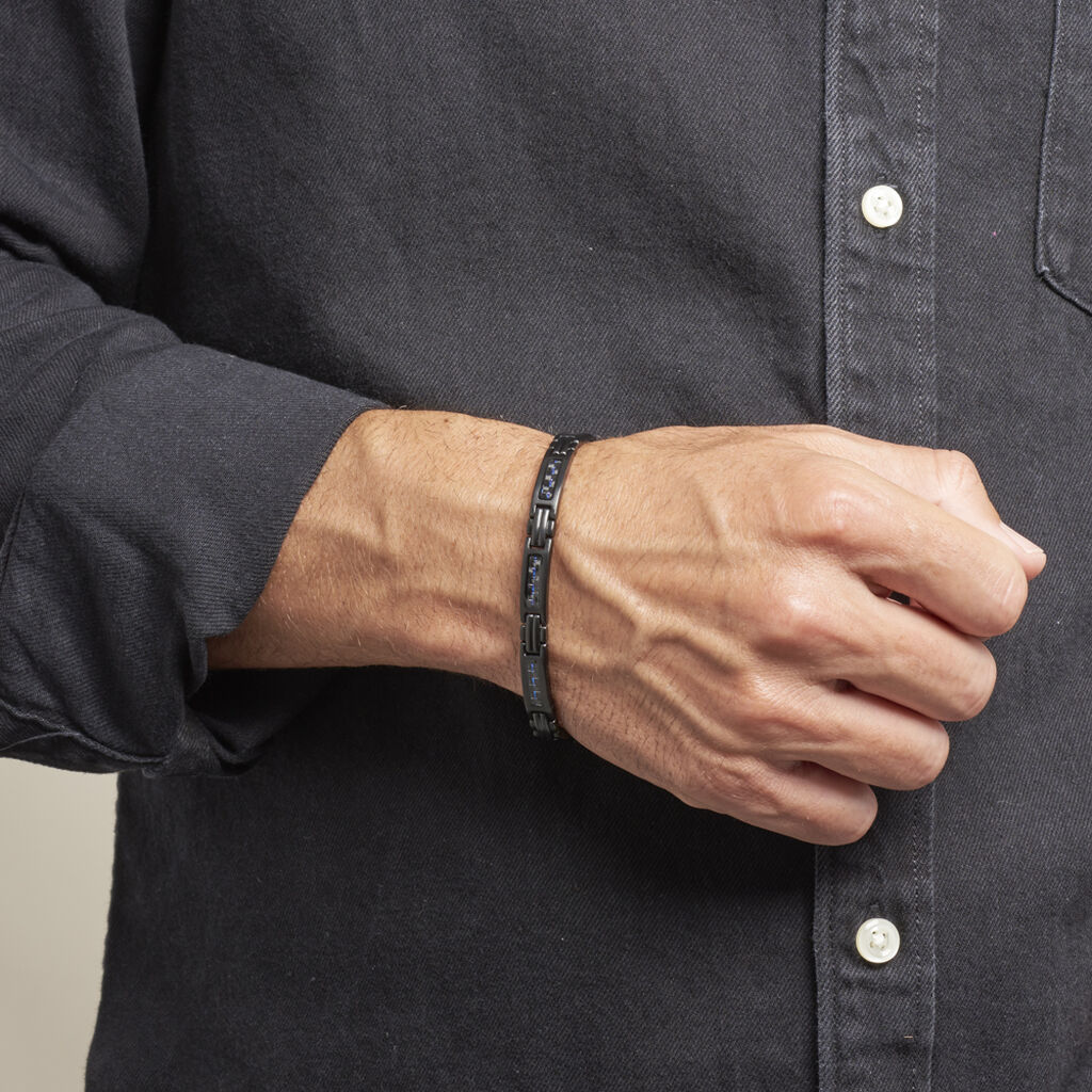 Bracelet Felipe Acier Pvd Noir Et Bleu - Spannringe Herren | OROVIVO