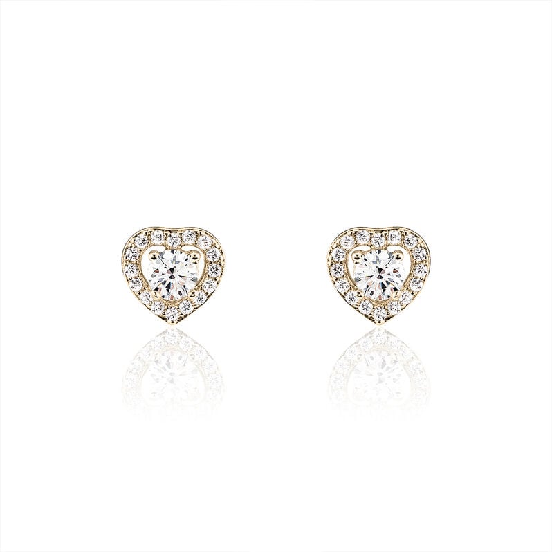 ALAIS Damen Ohrstecker Vergoldet Zirkonia Wei&szlig; 0,21 ct Herz - Ohrstecker Damen | OROVIVO
