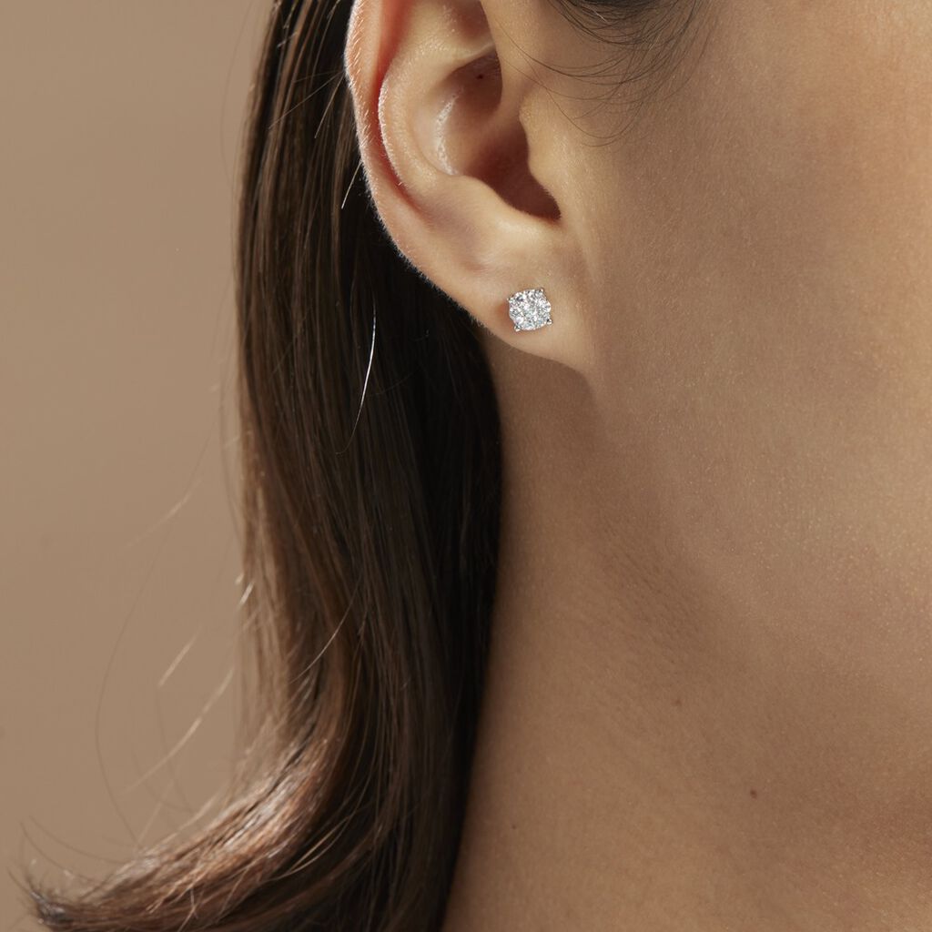Boucles D'oreilles Or Weiss Charlene - Spannringe Damen | OROVIVO