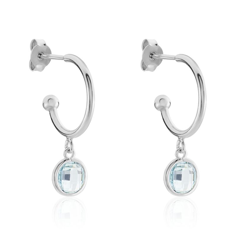 Damen Creolen Silber Silber 925 Zirkonia Blau Kreis Scharika 14,00mm  - Creolen Damen | OROVIVO