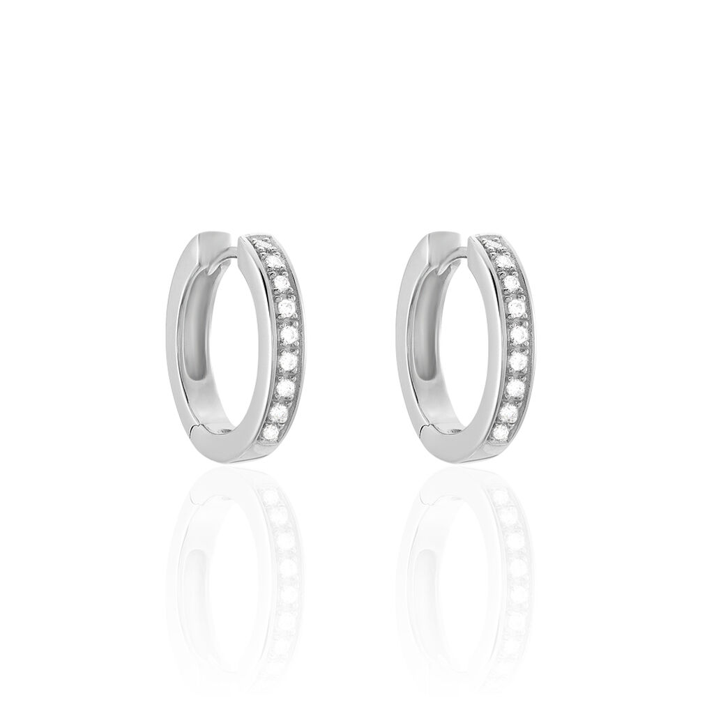 ETERNAL 1 Damen Creolen Silber 925 Zirkonia Weiß B 3 mm, Creolen mit Stein