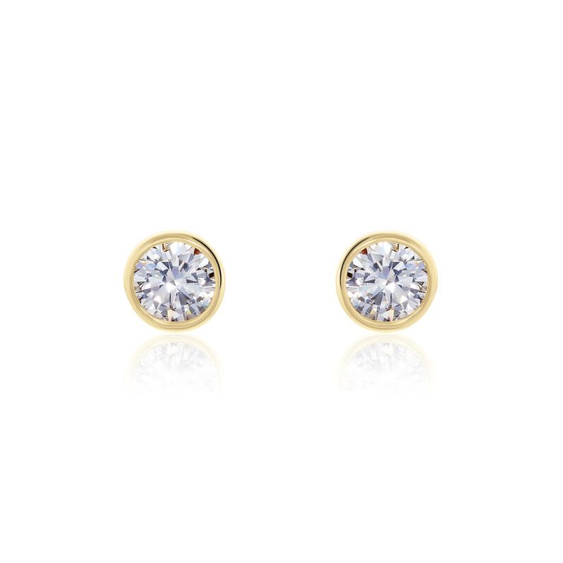 Damen Ohrstecker 18 Karat Vergoldet Zirkonia 6mm Malena - Ohrstecker Damen | OROVIVO