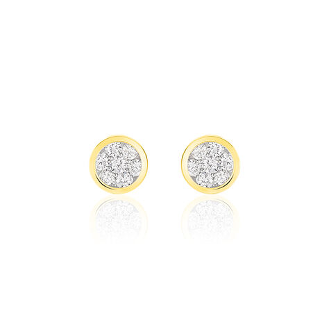 ELINA Damen Ohrstecker Gold 750 (18 Karat) Diamant Wei&szlig; 0,22 ct Kreis - Ohrstecker  | OROVIVO