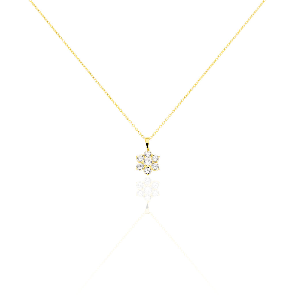 Damen Collier Gold 375 Zirkonia Blume Pentas - Halsketten Damen | OROVIVO