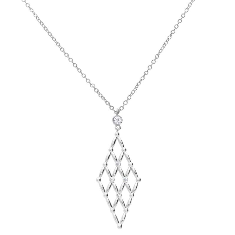 Collana in ottone rodiato con pendente rombo e brillanti - Spannringe Damen | OROVIVO