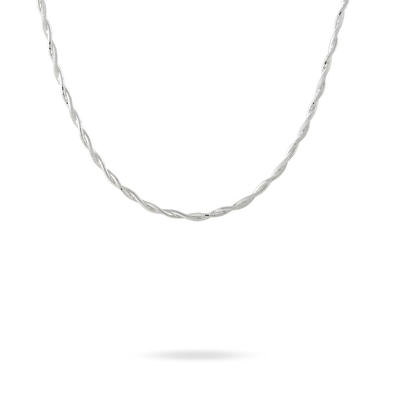 Collier Naya Maille Tresse Argent Blanc - Spannringe Damen | OROVIVO
