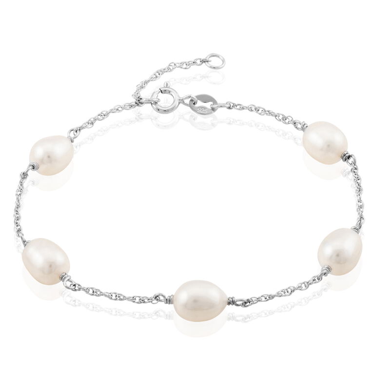 Bracelet Argent Rhodie Perlita Perle - Spannringe Damen | OROVIVO