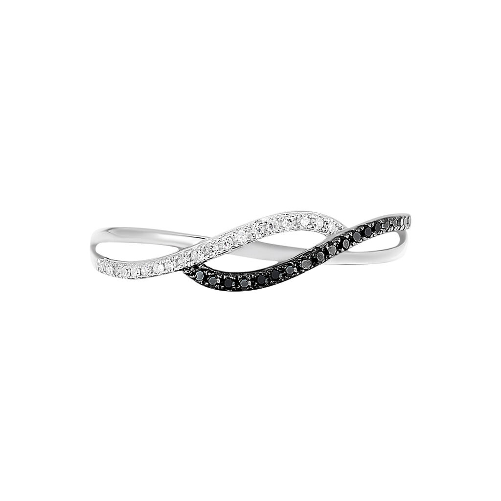 Bague Or Weiss Vagues Et Diamants - Spannringe Damen | OROVIVO