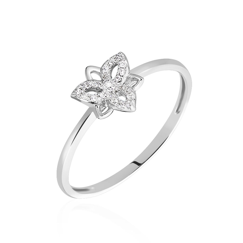 Bague Or Weiss Irinia Fleur Diamants - Spannringe Damen | OROVIVO
