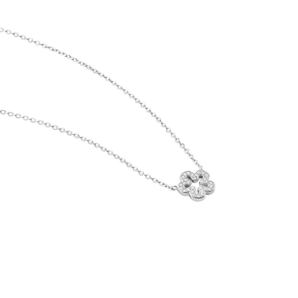 Damen Collier Silber Silber 925 Zirkonia Blume Elodia 0,30mm - Halsketten Damen | OROVIVO
