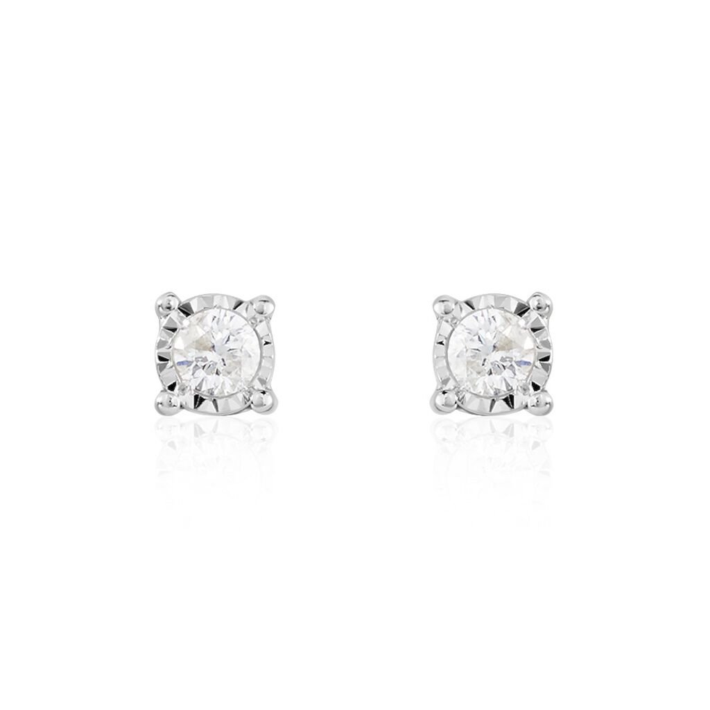 Illusion Damen Ohrstecker Gold 375 (9 Karat) Diamant Weiß 0,08 ct Viereck, Ohrstecker mit Stein