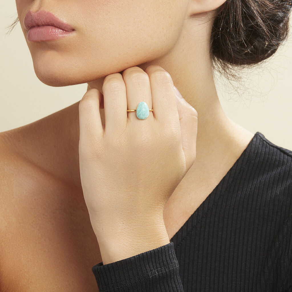 Damen Ring Silber vergoldet 925 Amazonit Türkis 3,25ct Lora  - Solitärringe Damen | OROVIVO