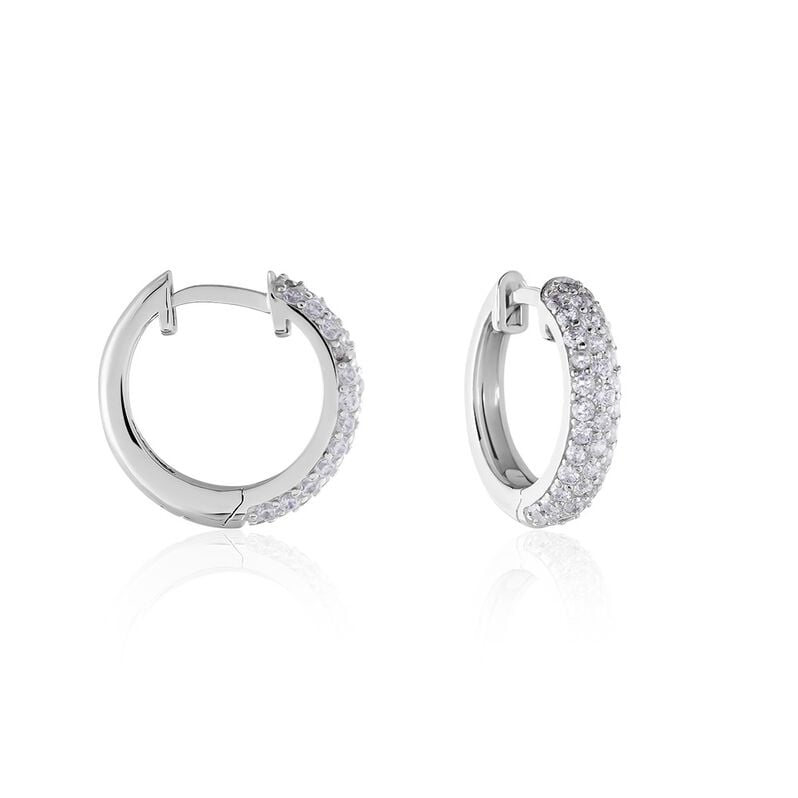 MALA Damen Creolen Silber 925 Zirkonia Wei&szlig; 1,11 ct - Creolen Damen | OROVIVO