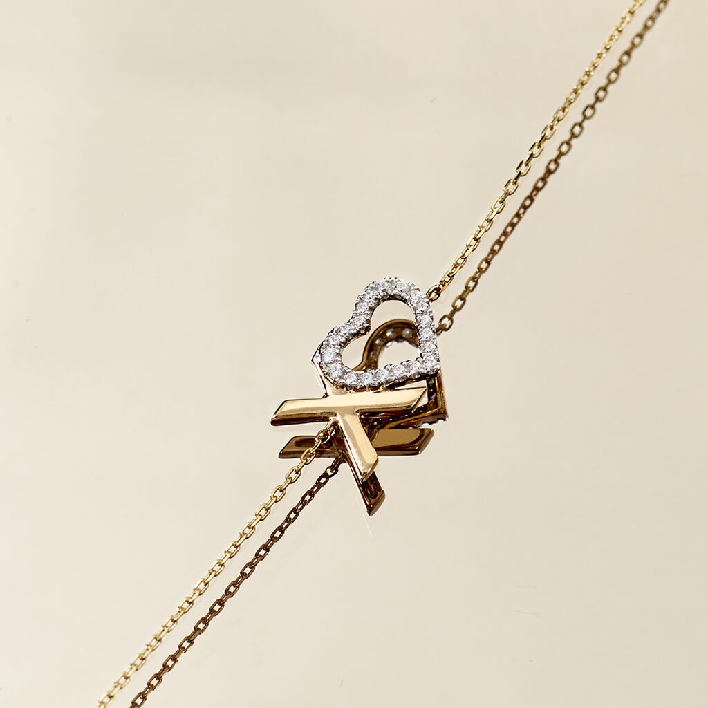 Damen Armkette Gold 375 Zirkonia Herz Xoxo 0,65mm - Armketten Damen | OROVIVO