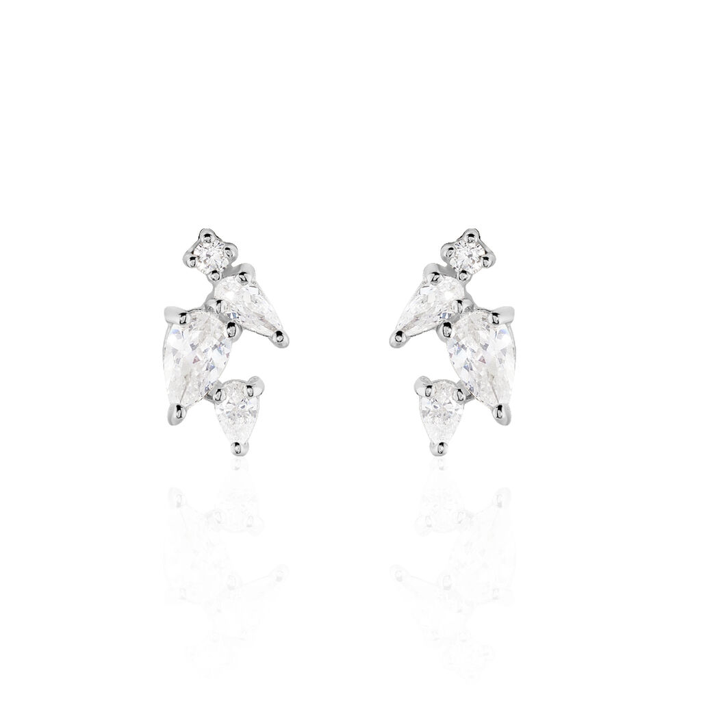 INA Damen Ohrstecker Silber 925 Zirkonia Wei&szlig; 0,12 ct Tropfen