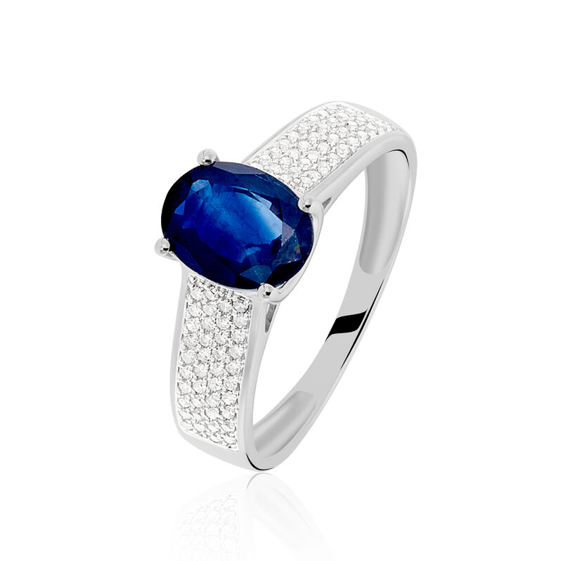 Bague Crista Or Blanc Saphir Et Diamant - Spannringe Damen | OROVIVO