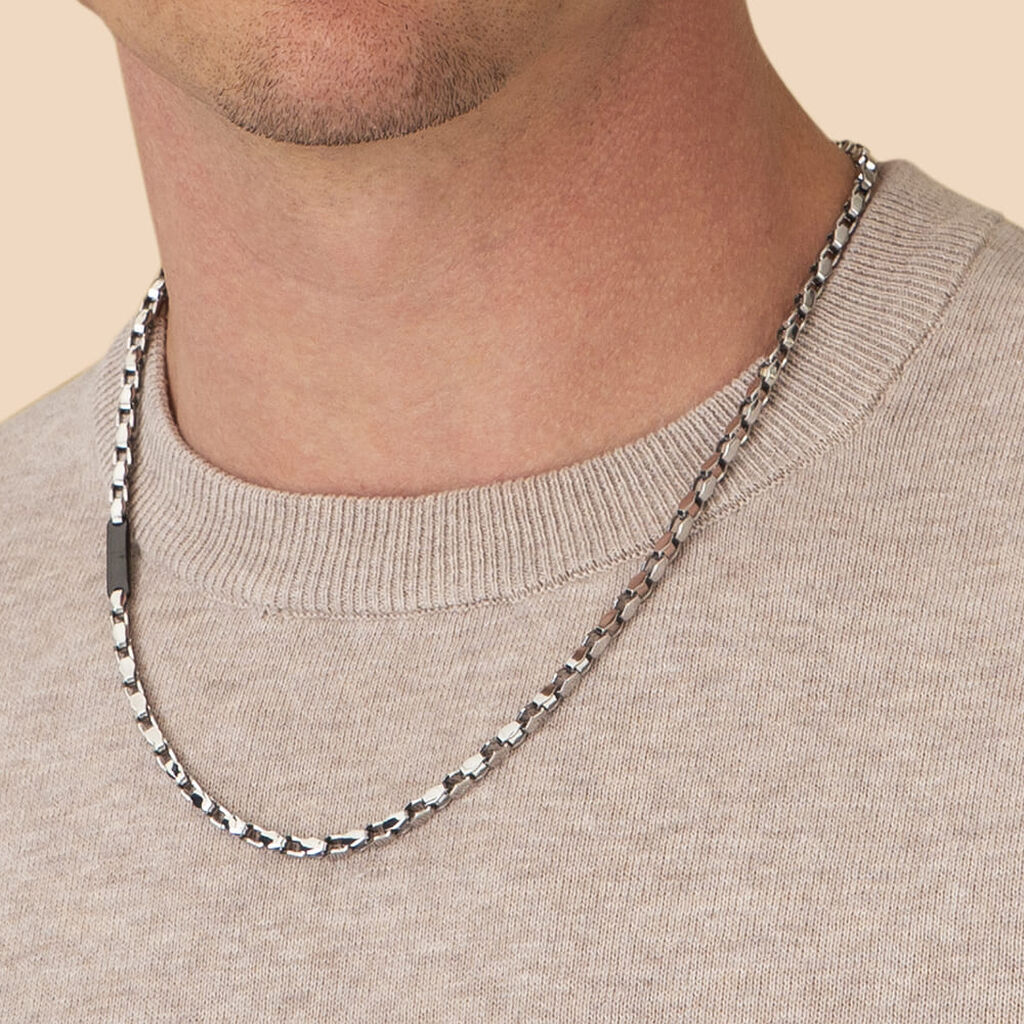 Herren Halskette Edelstahl Schwarz  - Halsketten Herren | OROVIVO