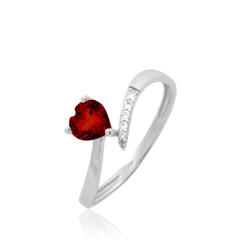 Bague Eva Or Blanc Grenat Et Diamant - Spannringe Damen | OROVIVO
