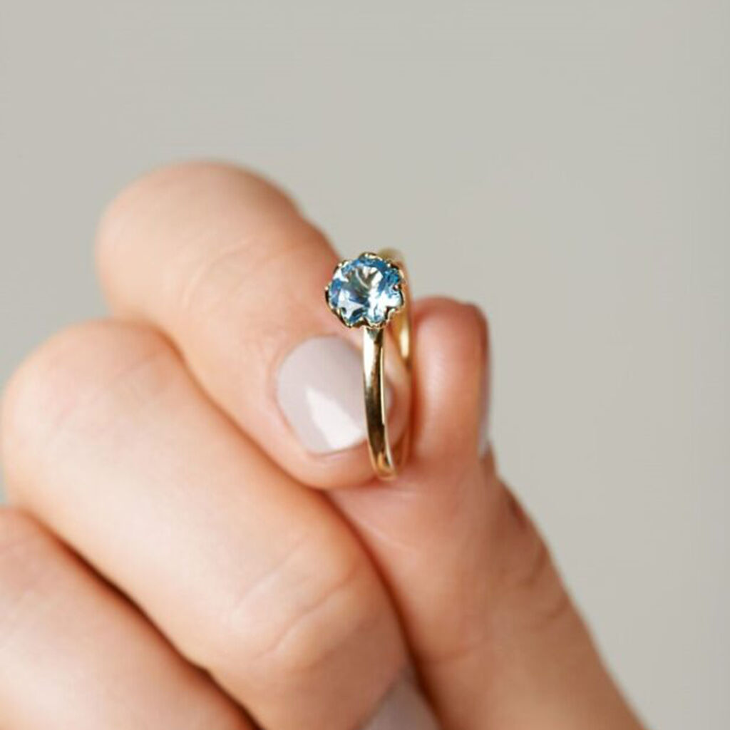 Damen Ring Gold 585 Topas Blau 1,02ct Mily  - Ringe mit Stein Damen | OROVIVO
