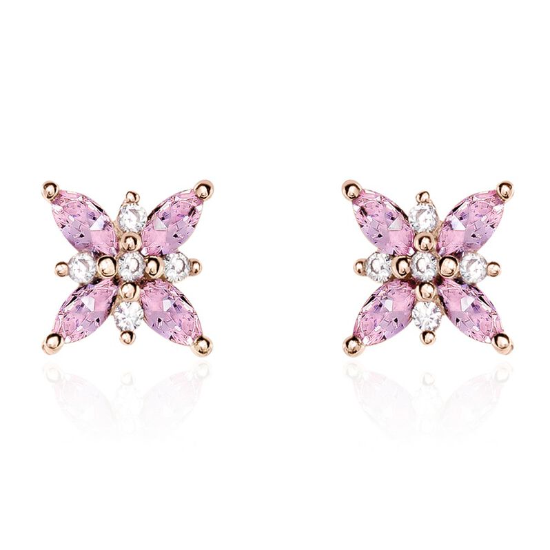 Boucles D'oreilles Puces Anabele Or Rose Amethyste Oxyde - Spannringe Damen | OROVIVO
