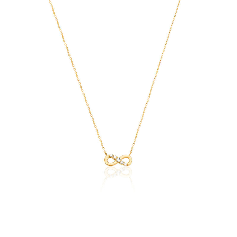 LUCIANA Damen Collier Gold 375 (9 Karat) Synthetischer Diamant Wei&szlig; 0,03 ct Unendlichkeit - Halsketten Damen | OROVIVO