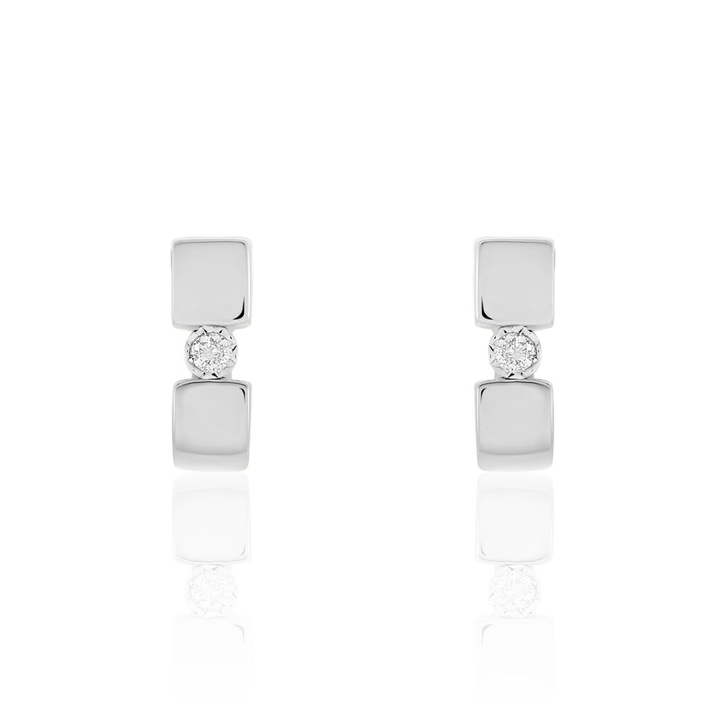 Thumbnail - GRANADA Damen Ohrstecker Weißgold 375 (9 Karat) Diamant Weiß 0,04 ct Viereck, Ohrstecker mit Stein