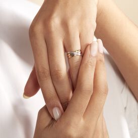 Damen Ring Gold 375 Diamanten 0,05ct Tricolor gekreuzt Croisee - Ringe mit Edelsteinen Damen | OROVIVO