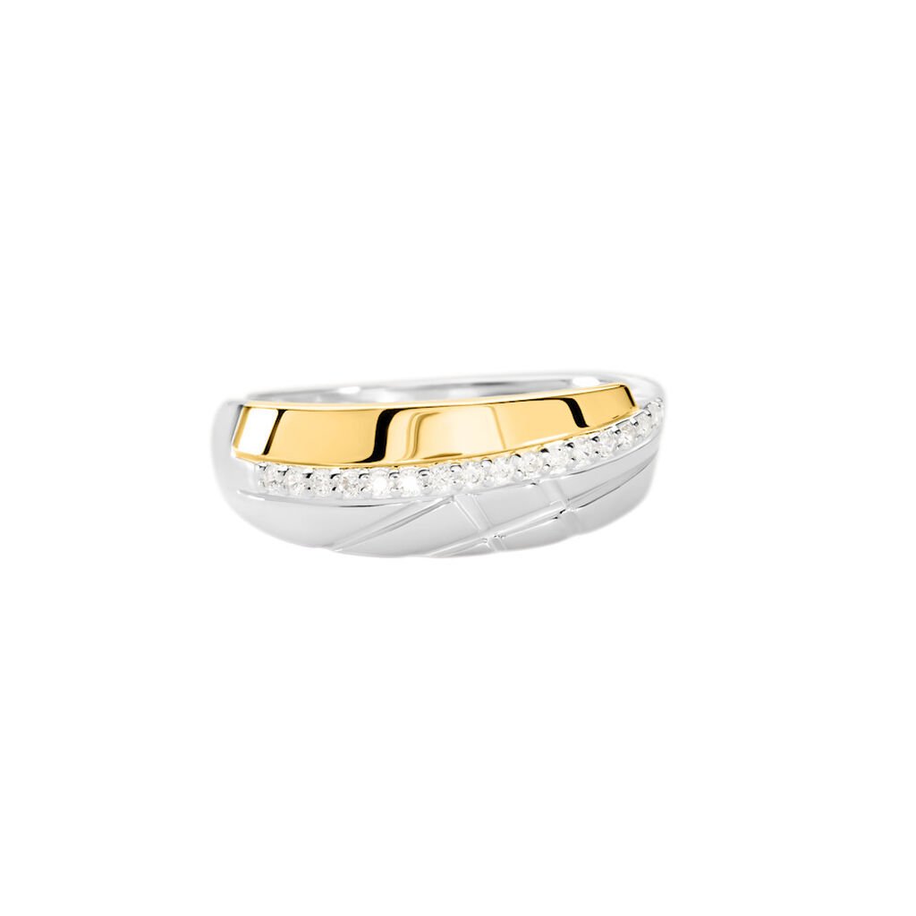 LILIANNA Damen Ring Silber Bicolor Gold/Silber 925 Zirkonia Weiß, Ring mit Stein