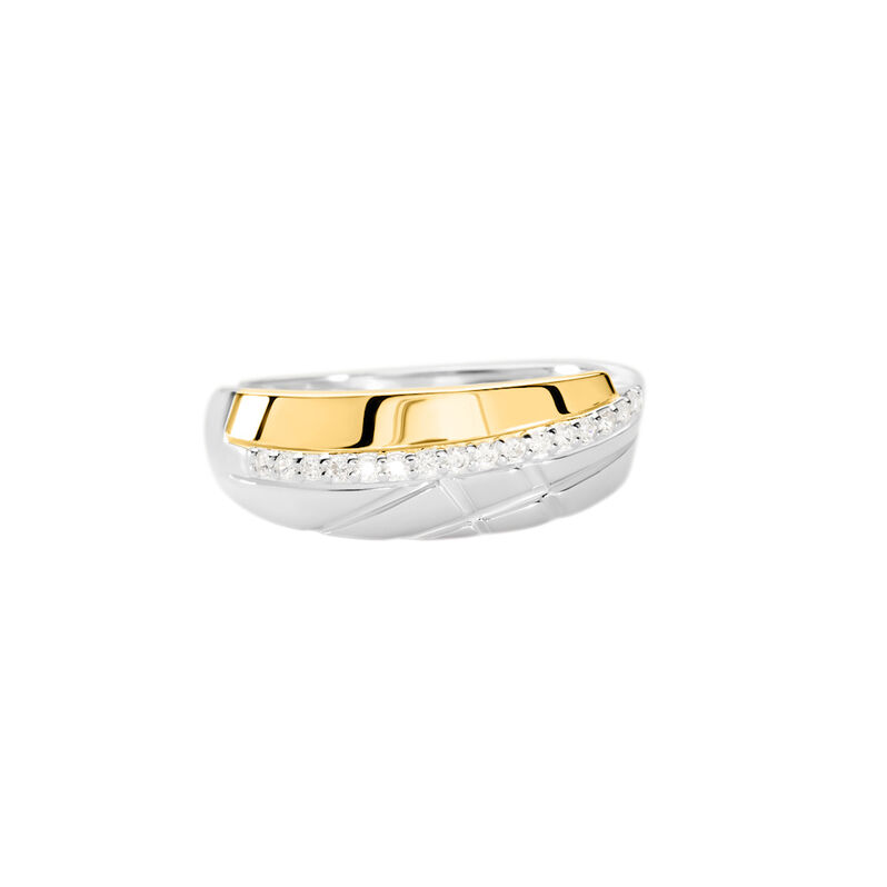 LILIANNA Damen Ring Silber Bicolor Gold/Silber 925 Zirkonia Wei&szlig; - Ringe mit Stein Damen | OROVIVO