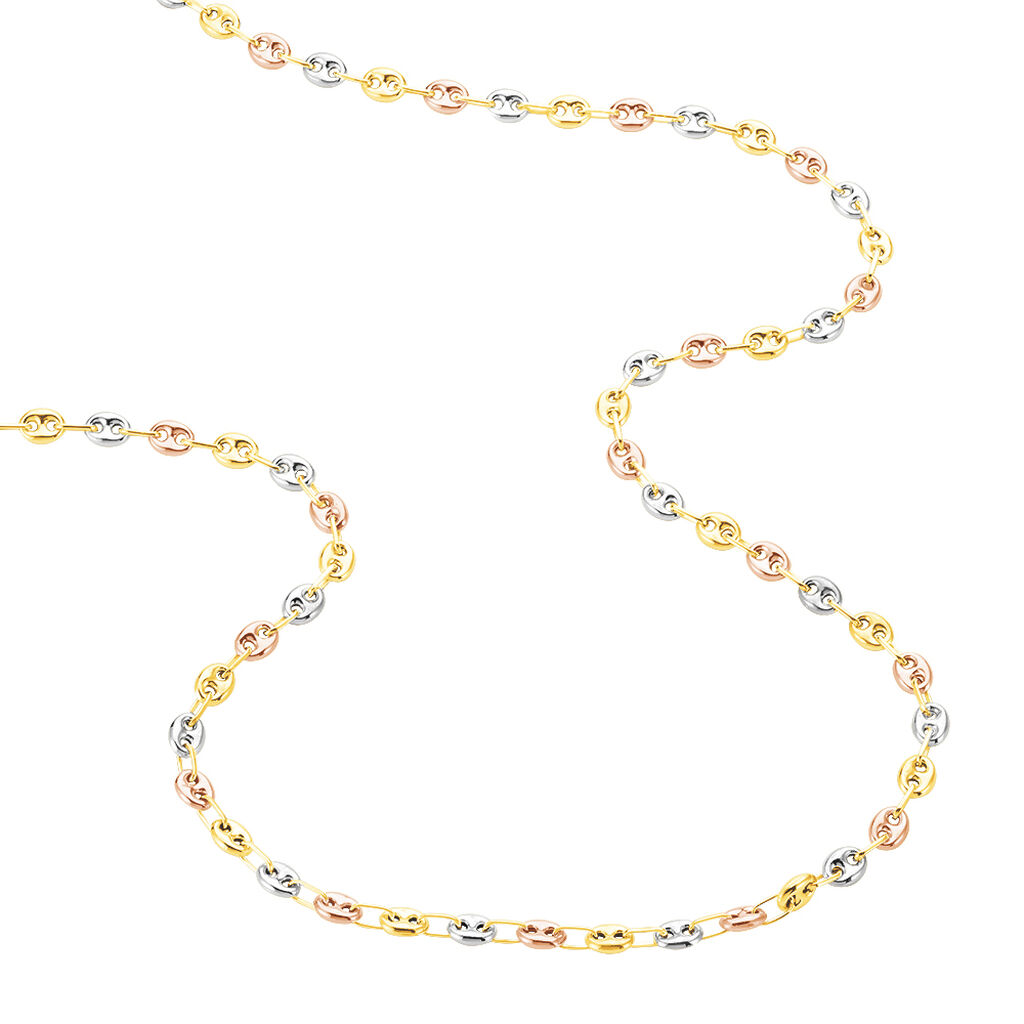 Collier Dami Maille Grain De Cafe Or Tricolore - Spannringe Damen | OROVIVO