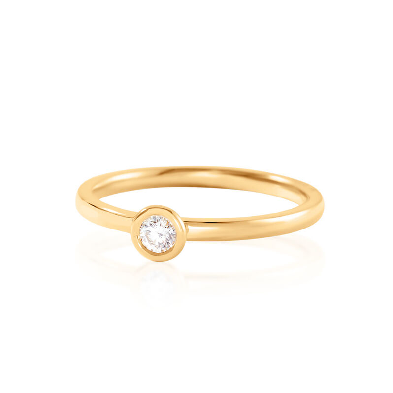 ESTELLE Damen Ring Gold 585 (14 Karat) Diamant Weiß 0,1 ct B 1,6 mm - Ringe mit Stein Damen | OROVIVO