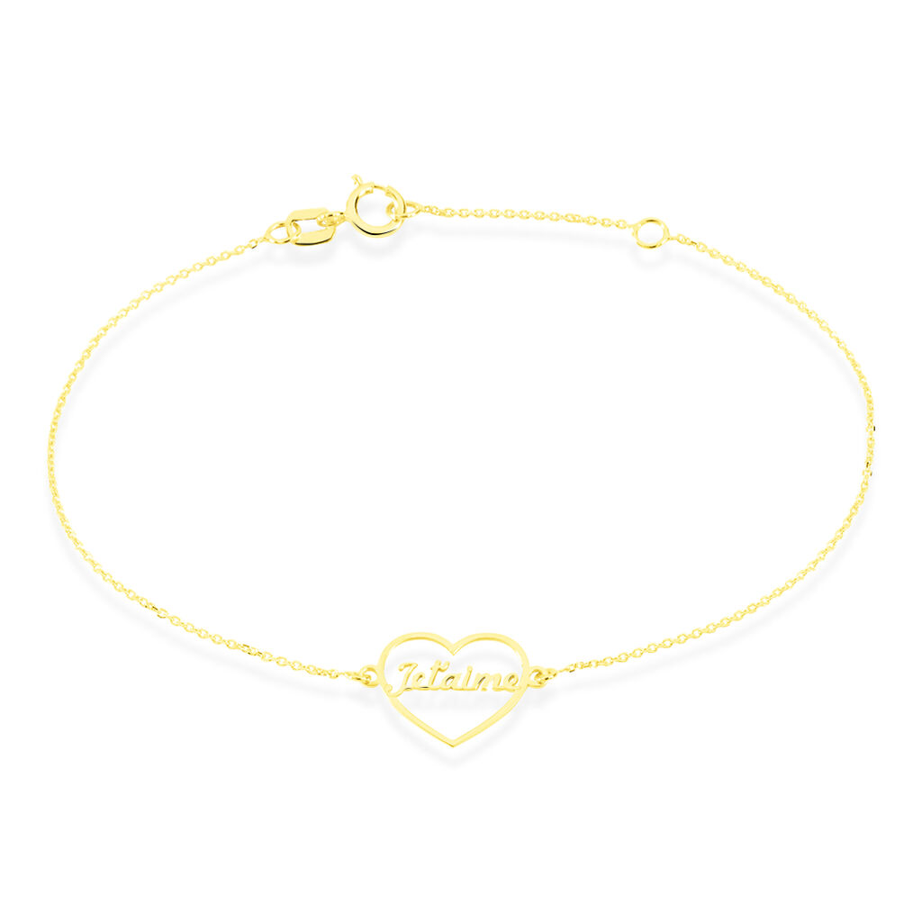 Bracelet Or Jaune Edelatis Cœur Ajoure Message Je T'aime - Spannringe Damen | OROVIVO