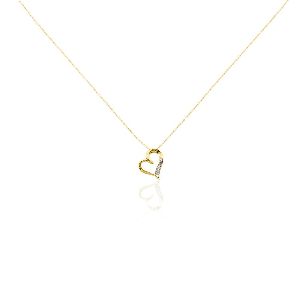 Thumbnail - Herz Hanne Damen Collier Gold 375 (9 Karat) Diamant Weiß 0,04 ct Herz, Collier mit Stein