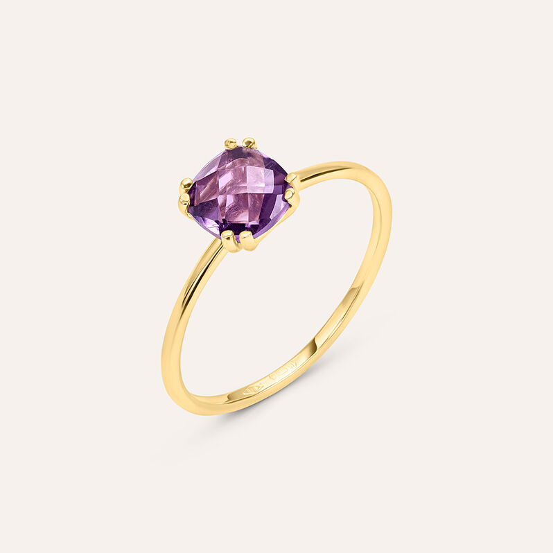 Anello Solitario Amélie Oro Giallo Ametista - Spannringe Damen | OROVIVO