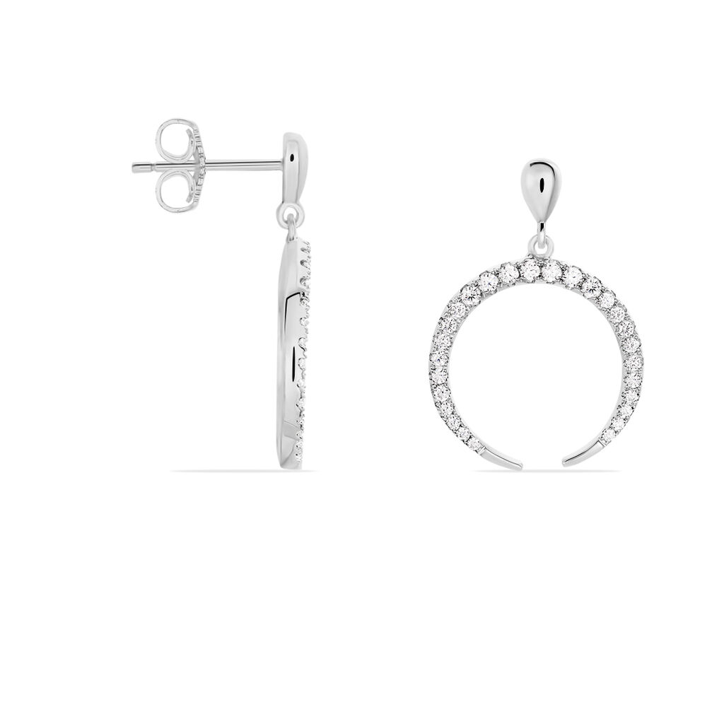 ELISARA Damen Ohrringe Lang Silber 925 Zirkonia Wei&szlig; Horn