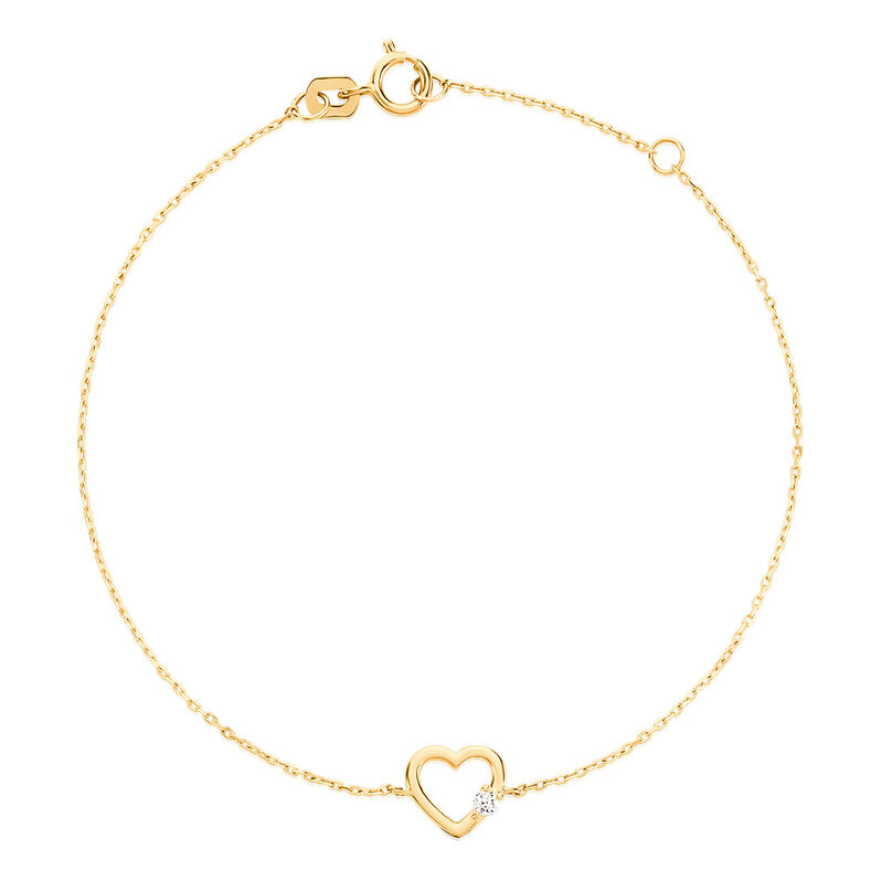 AMARI Damen Armband Gold 375 (9 Karat) Synthetischer Diamant Wei&szlig; 0,020 ct Herz - Armb&auml;nder mit Anh&auml;nger Damen | OROVIVO