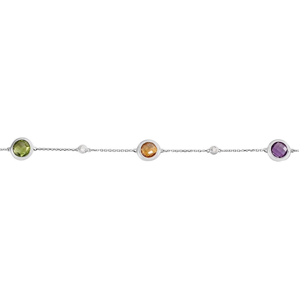 Damen Armband Wei&szlig;gold 375 (9 Karat) Amethyst Violett 0,88 ct Ball