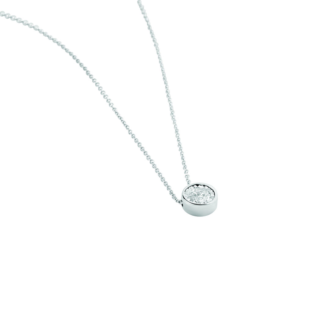 Damen Collier Weißgold 375 Diamant 0,21ct Kreis Bezel - Halsketten Damen | OROVIVO