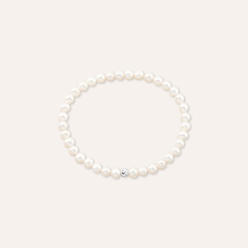 Bracciale Gabrielle Oro Bianco Perla D'Acqua Dolce - Spannringe Damen | OROVIVO