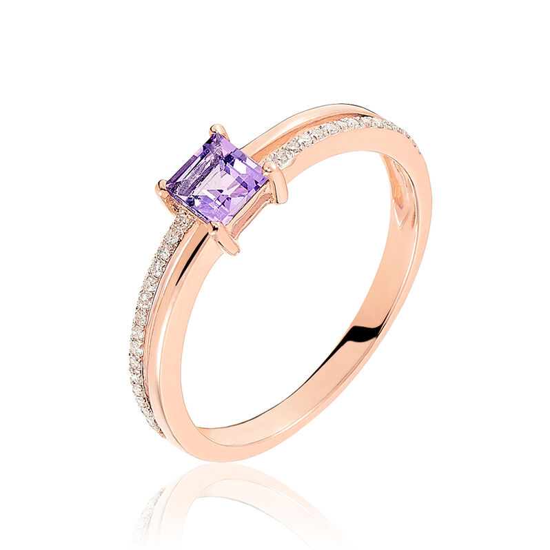 Bague Or Rose Amethyste Et Diamant - Spannringe Damen | OROVIVO